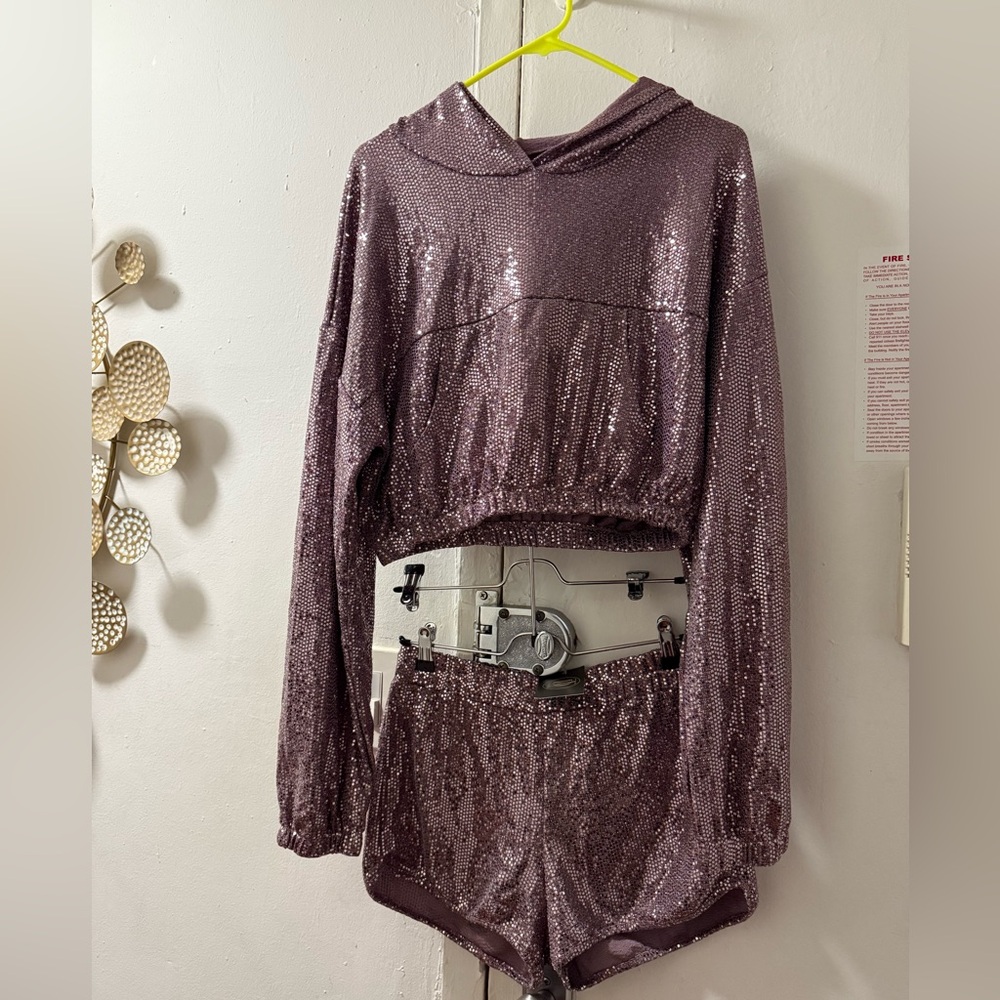 Glamorous Sequin Hooded Set in Purple from TouchDolls